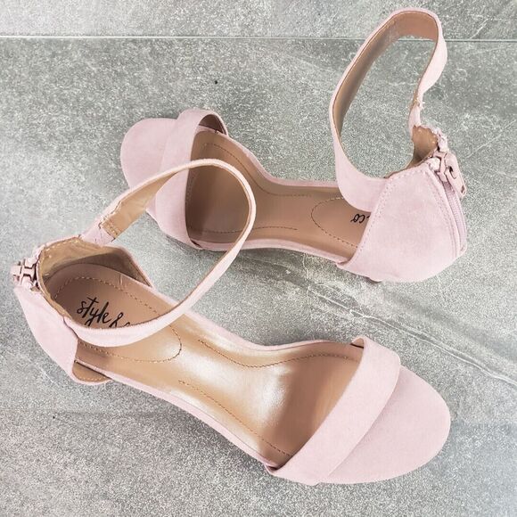 Style & Co. Sandals 9 M Paycee Pink Faux Suede Snake Print Dressy Shoes - Picture 2 of 12